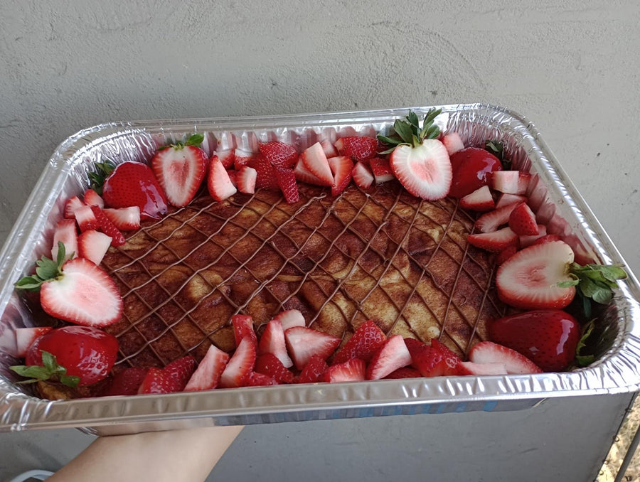 Churro Cheesecake with strawberry toppings